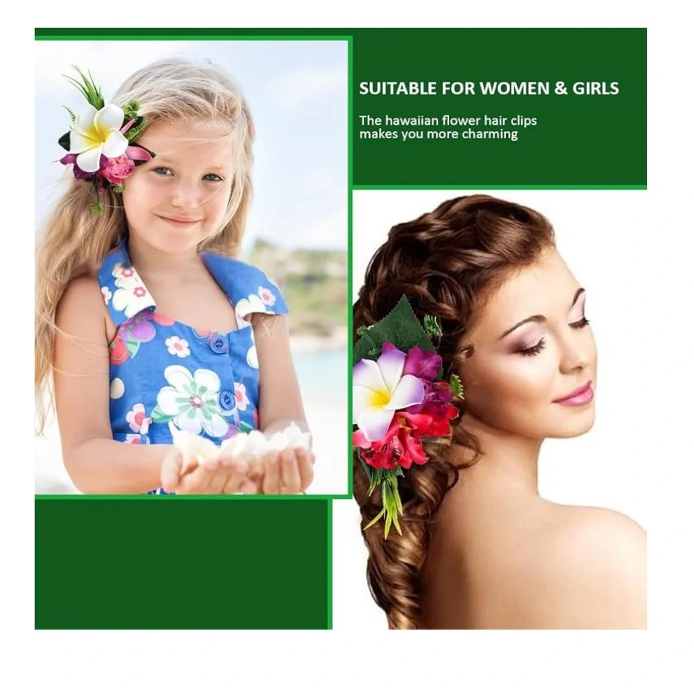 🆕 Hawaiian Plumeria Flower Hair Accessories for Women and Girls - 4 Pieces
